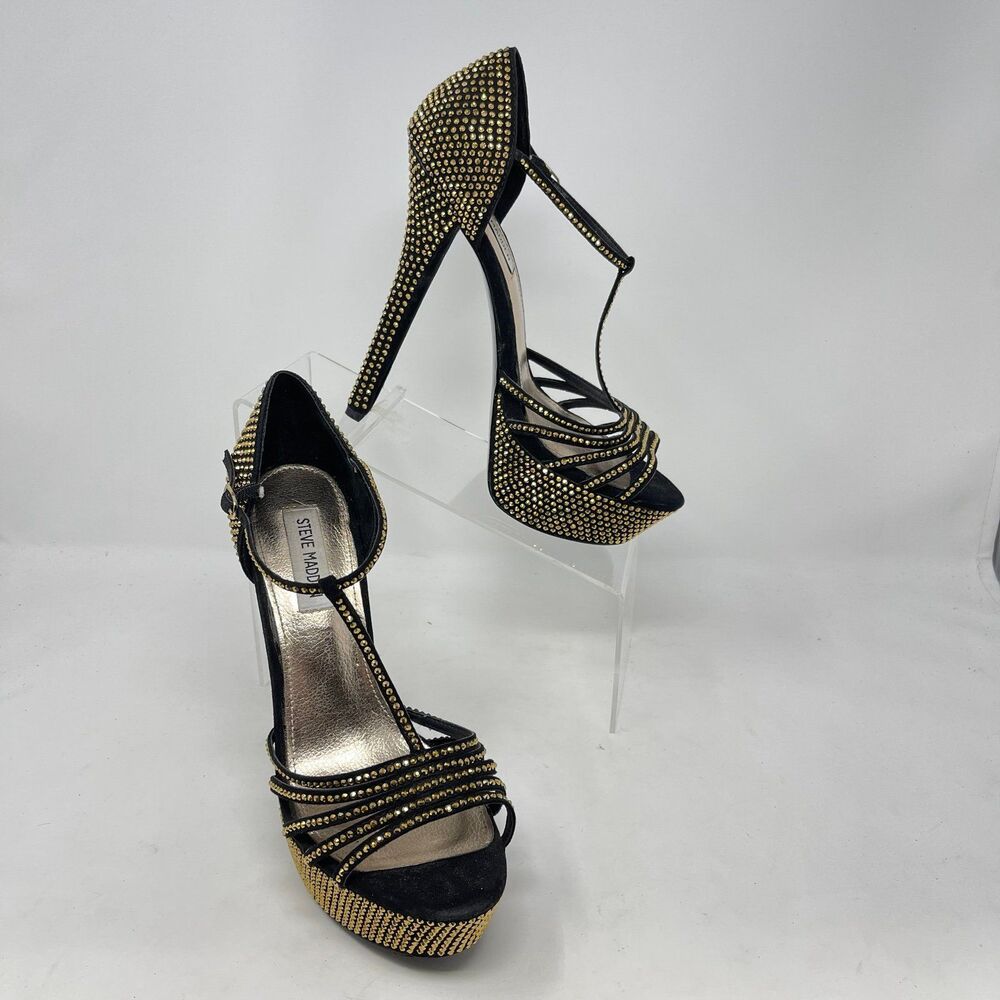 WOW Steve Madden Avory Rhinestone Wedding Black Tie Evening Date Night